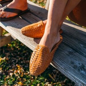 OluKai Tan Woven Mules